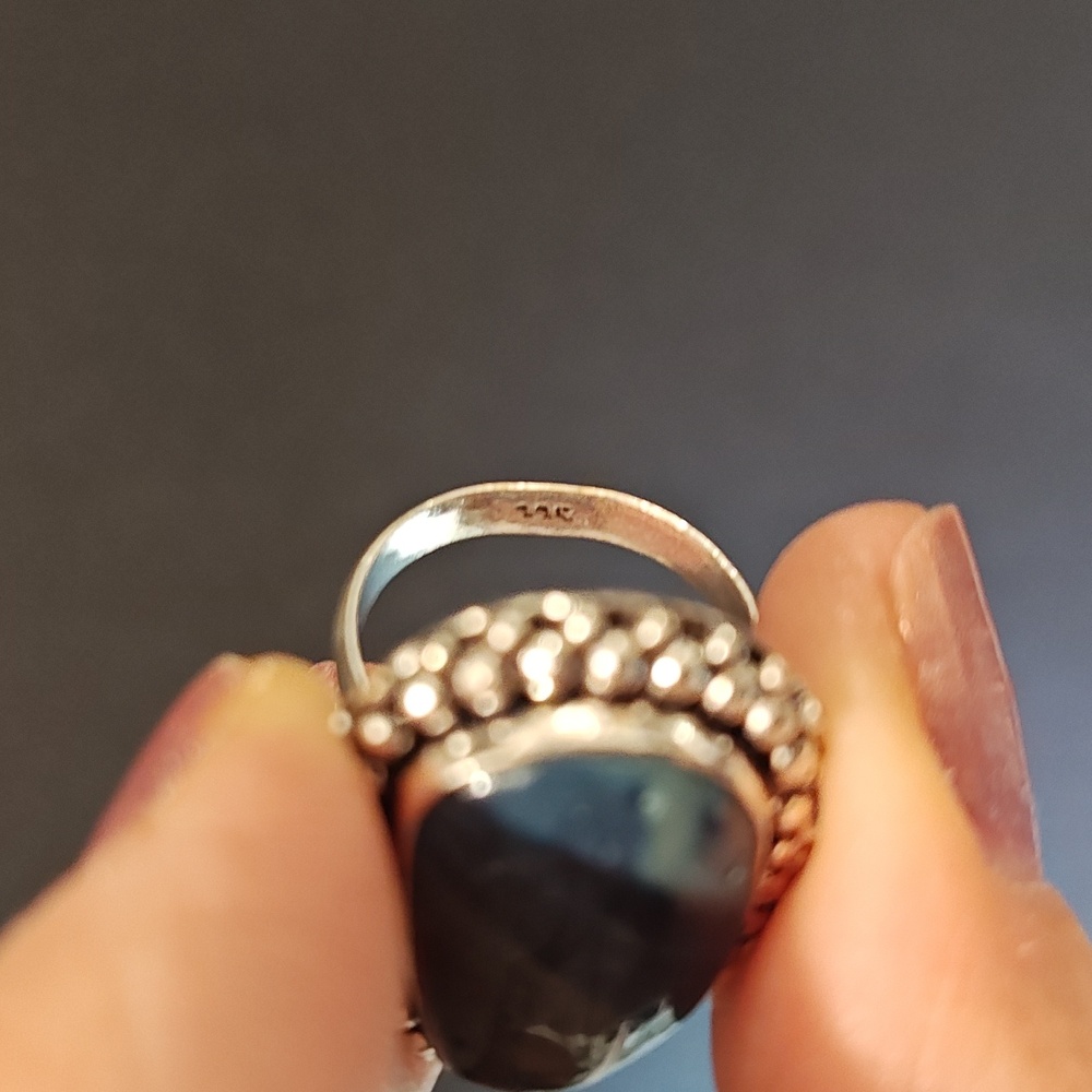 Dragon Vein Agate Silver Ring - Size 7 - Picture 8 of 8
